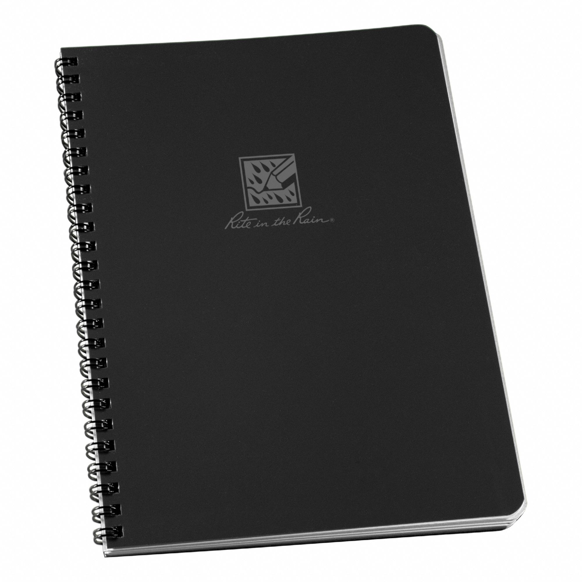 Notebook: 6 5/8 x 8 1/2 in Sheet Size, Black, Polydura, Gray, Side-Spiral Wire O