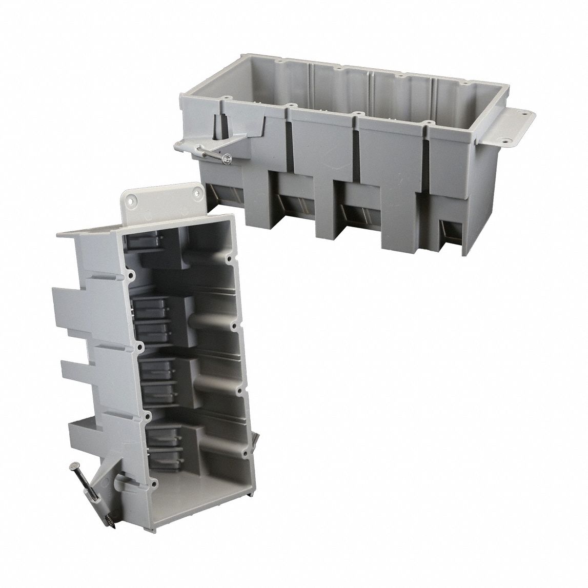 Electrical Box: PVC, Nonmetallic Material & Nominal Size, 4 Gangs, 3 5/8 in Box Dp