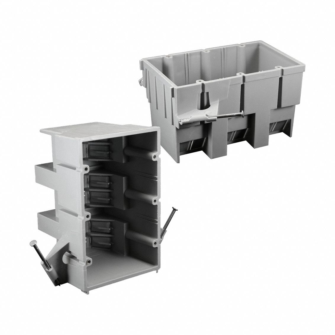 Electrical Box: PVC, Nonmetallic Material & Nominal Size, 3 Gangs, 3 5/8 in Box Dp