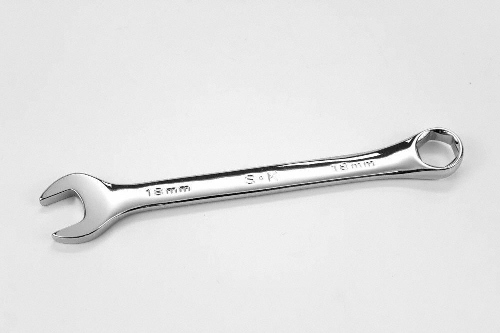 Combination Wrench: Alloy Steel, Chrome, 18 mm Head Size, 8 1/2 in Overall Lg