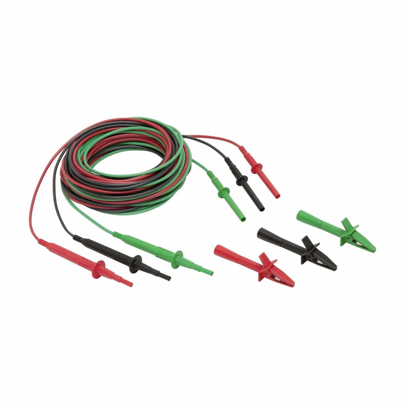 Test Lead Set: (3) Alligator Clips/(3) Test Leads, Compatible with Grainger Part # 5NLK7/5NLK9