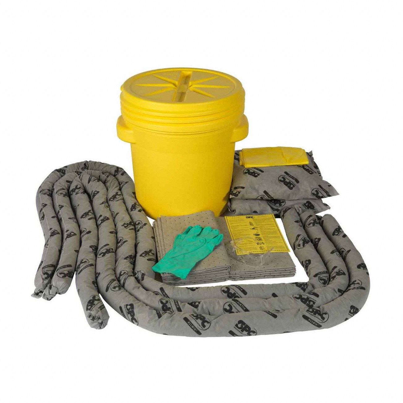 Spill Kit: 16 gal Volume Absorbed Per Kit, 20 gal Drum, Handbook, Yellow, Drum