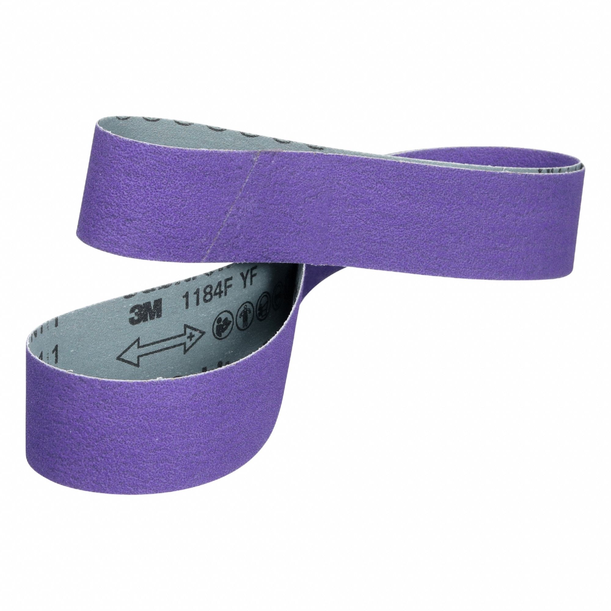 Sanding Belt: 1 in W x 132 in L, Ceramic, 80 Grit, YF Wt Polyester Backing, 1184F