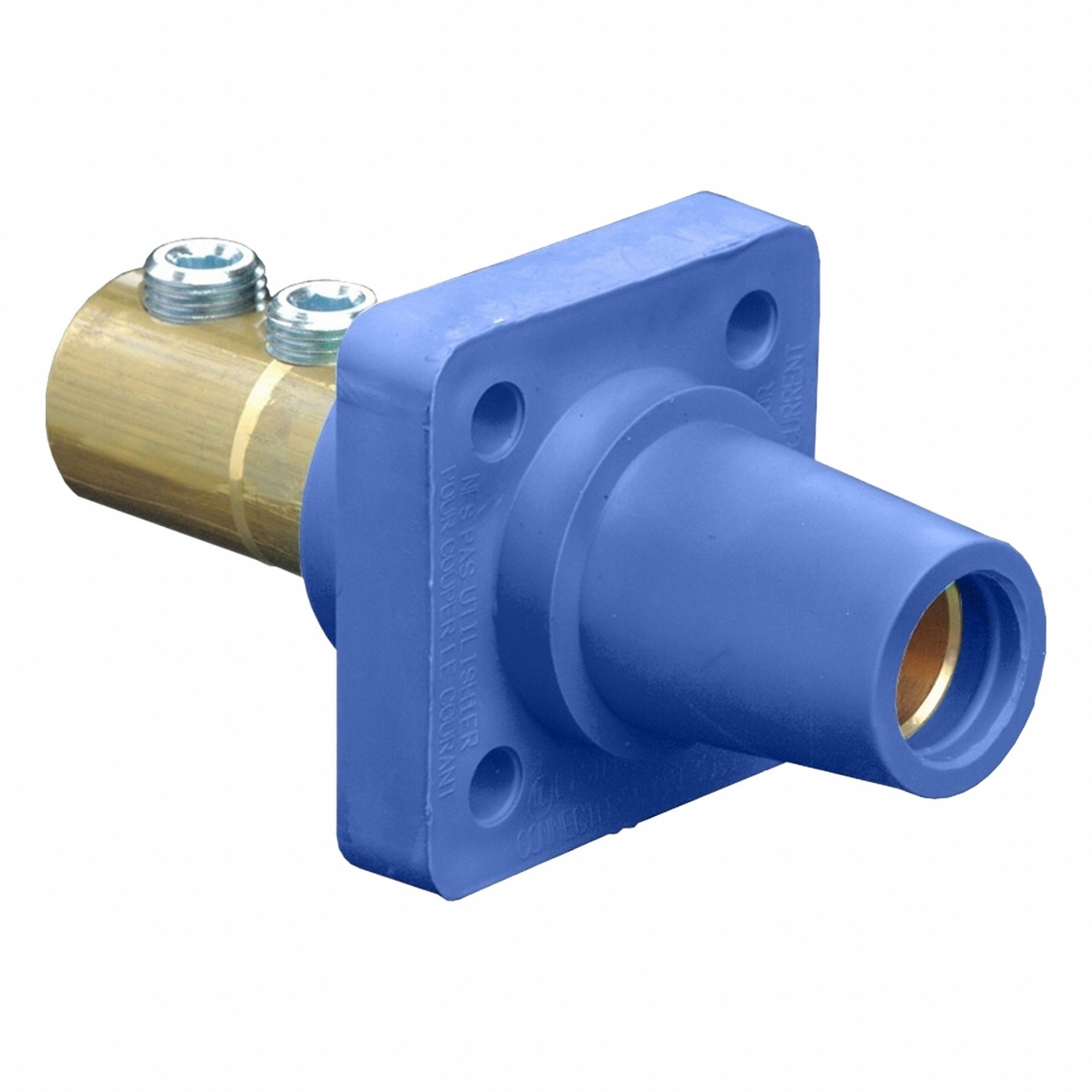 Single Pole Female Panel Receptacle: For Male Plugs, 400 A, Angled, Blue