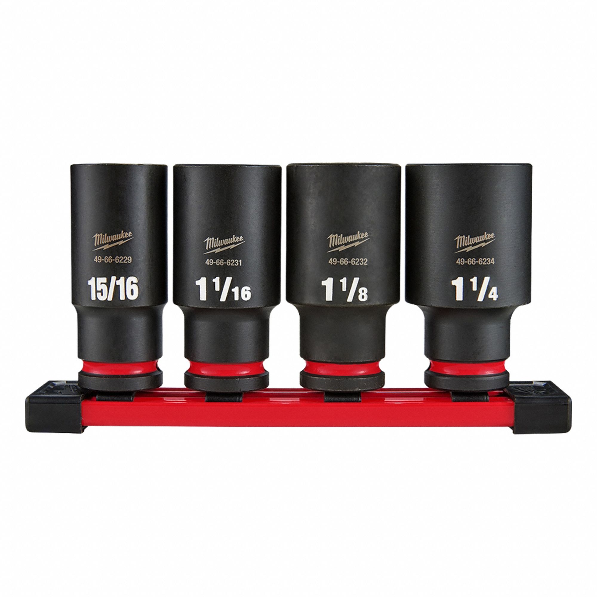 6 Point Socket Set: 1/2 in Drive Size, 1 1/16 in/1 1/4 in/1 1/8 in/15/16 in Socket Size, 0