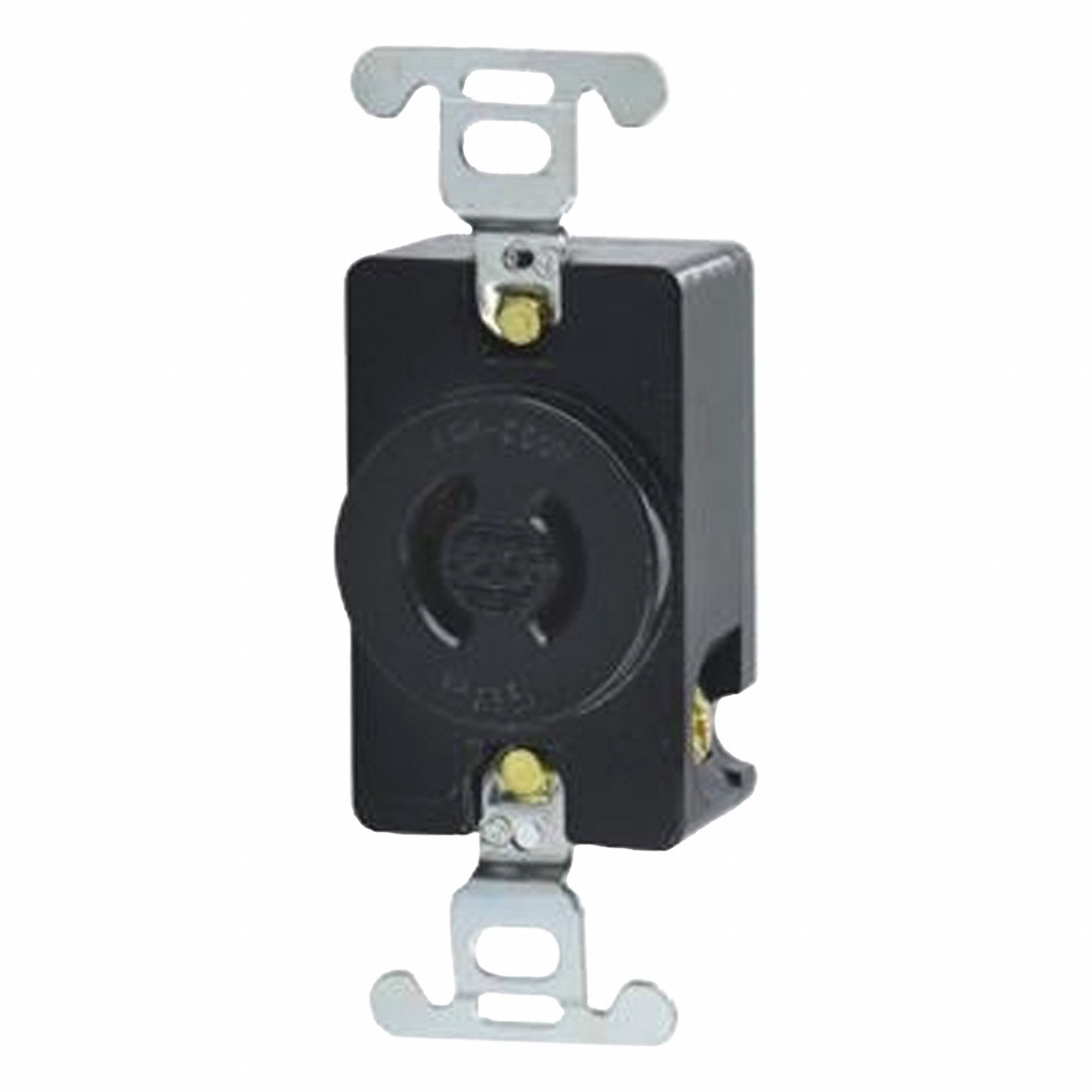 Locking Receptacle: L2-20R, 20 A, 250V AC, Black, 2 Poles, Shrouded