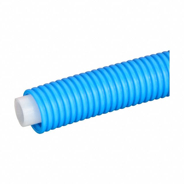 Pre-Insulated AquaPEX Tubing: PEX Type A, 1/2 in, Blue, Coil, 400 ft Overall Lg, 9 R Value