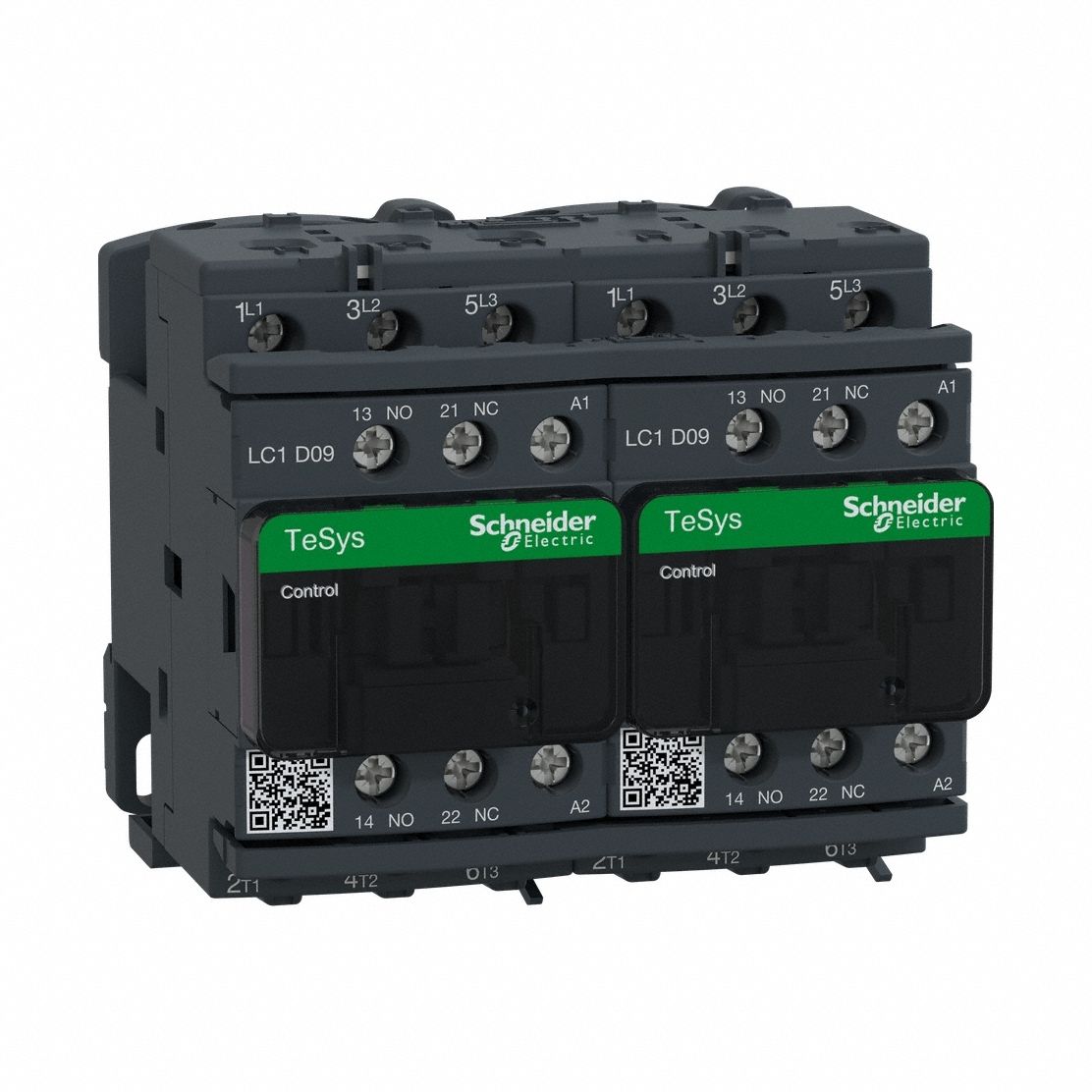 IEC Magnetic Contactor: Reversing, 3 Poles, 3NO Contacts, 9 A, 120V AC Coil, 1NO/1NC