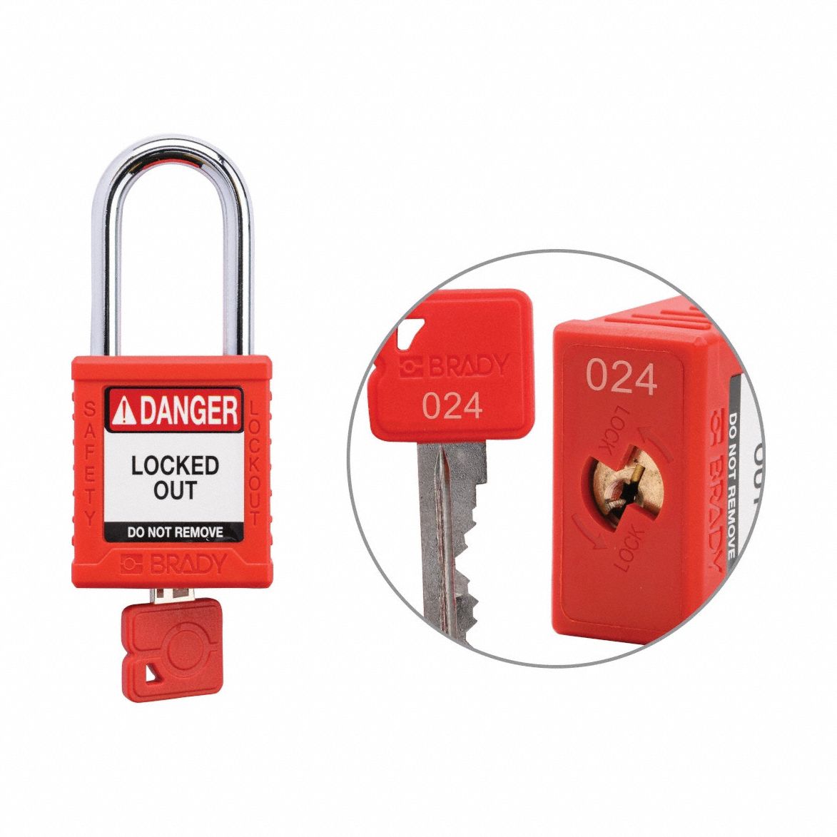 Padlock Plastic RED 1.5in Stl KeyCode24 - Grainger