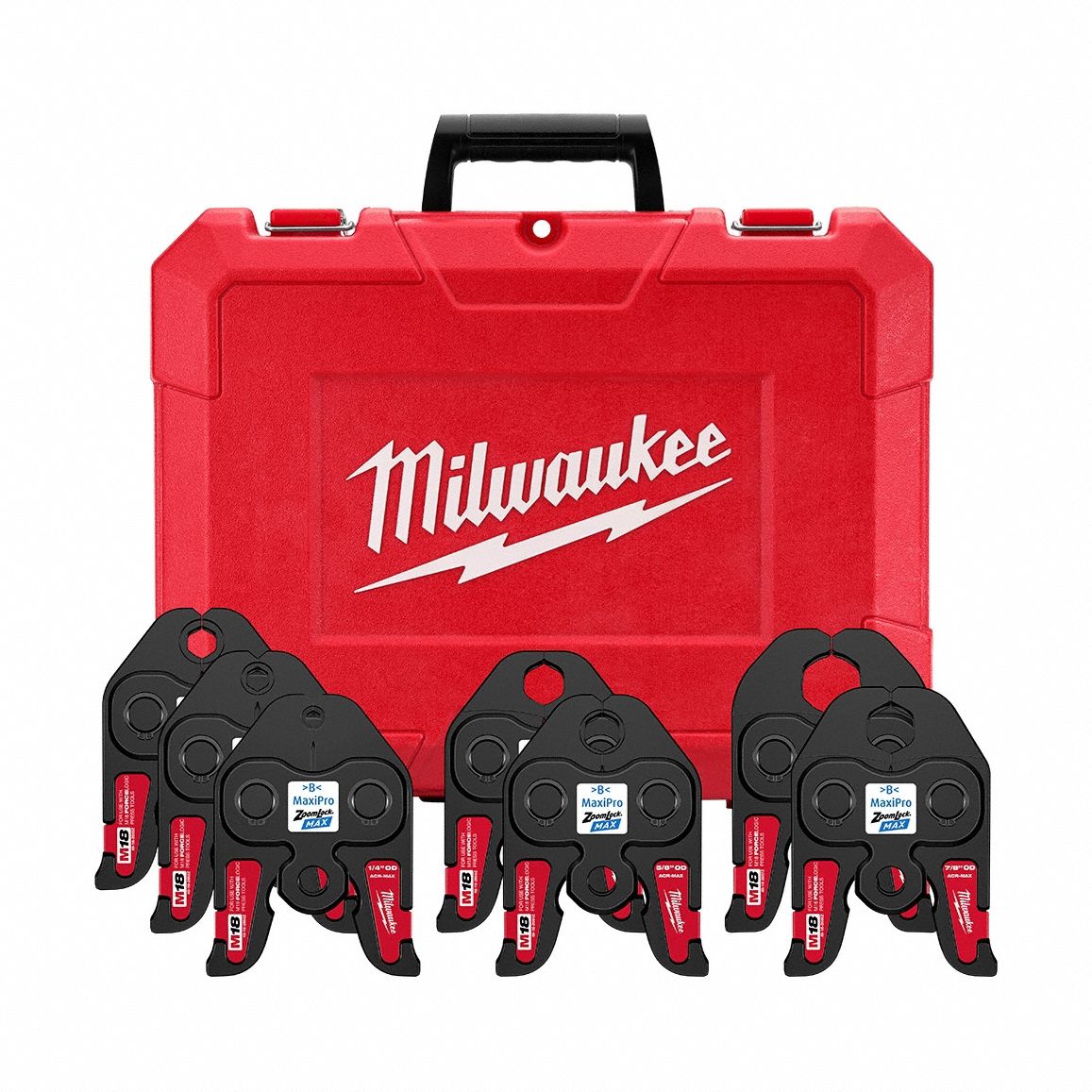 Press Jaw Kit: 1/4 to 1 1/8 in Pipe, Forged Steel, Extended/Std Tool Types, ZoomLock® MAX