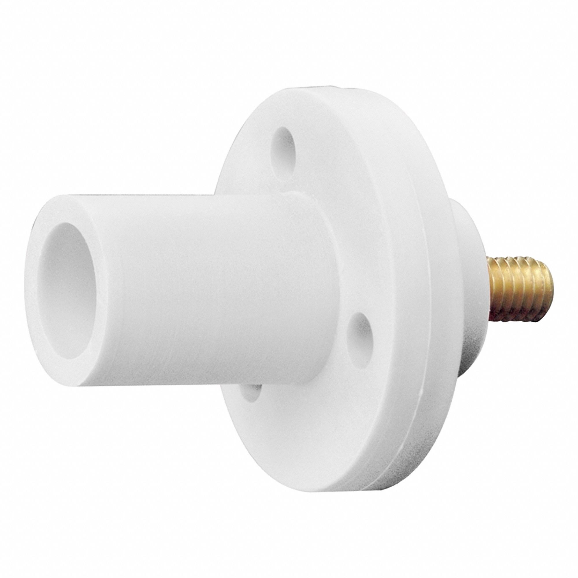 Single Pole Receptacle: For Female Connectors, 150 A, Straight, White, Round, Threaded Mounting