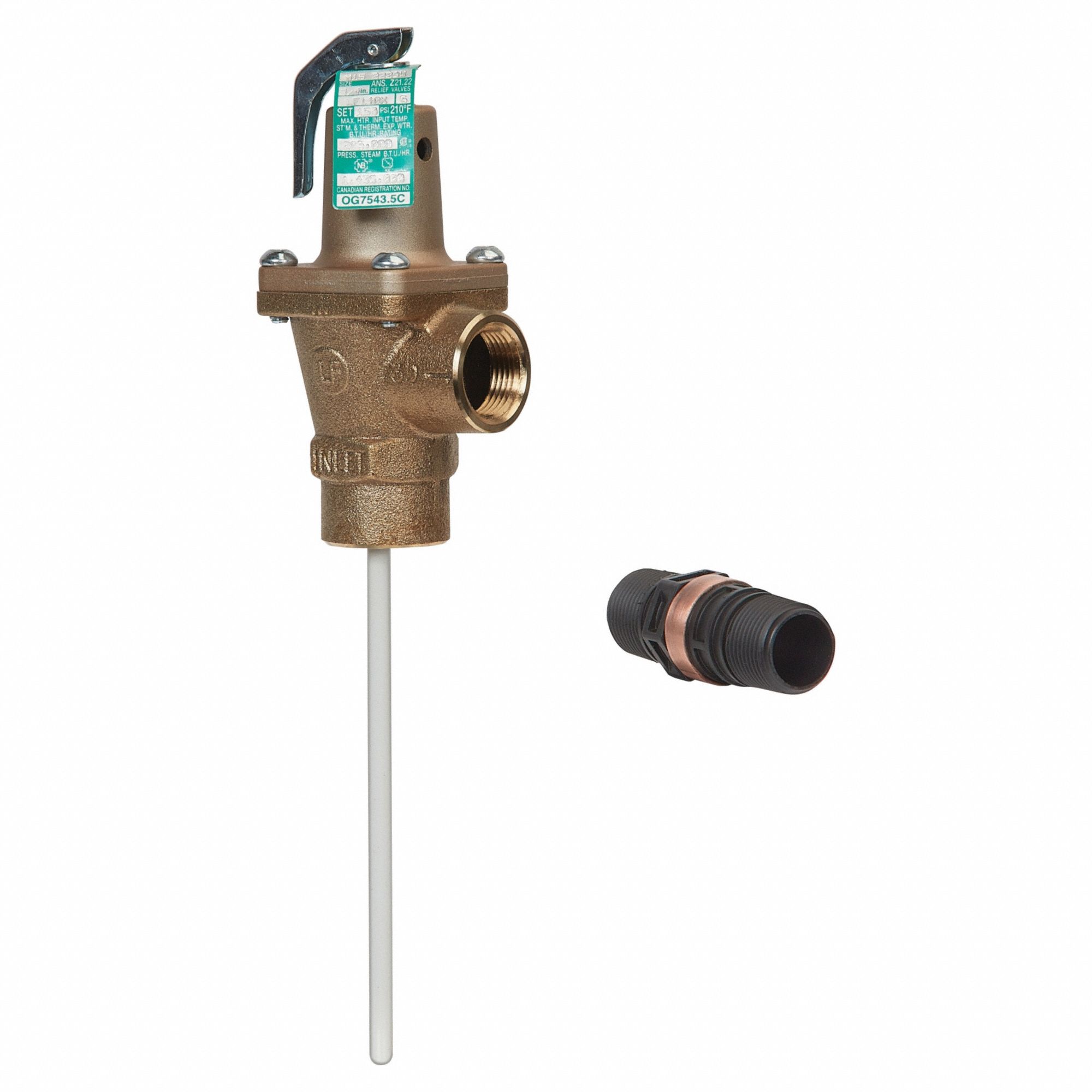 Relief Valve: FNPTF x FNPTF, 1 1/4 in x 1 1/4 in, Bronze, 150 psi Max. Op Pressure