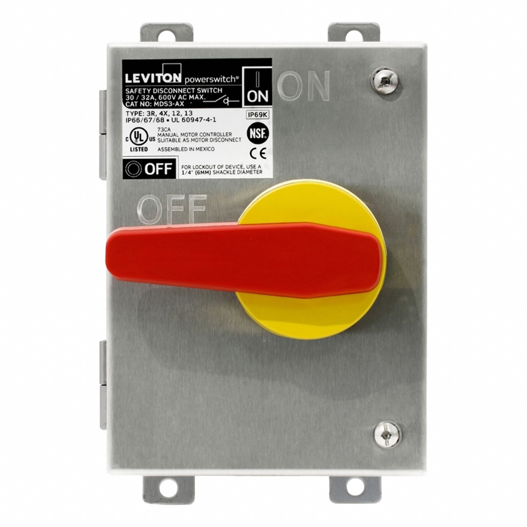 Disconnect Switch: Non-Fusible, 30 A, Single or Three Phase, 600V AC, 304 Stainless Steel