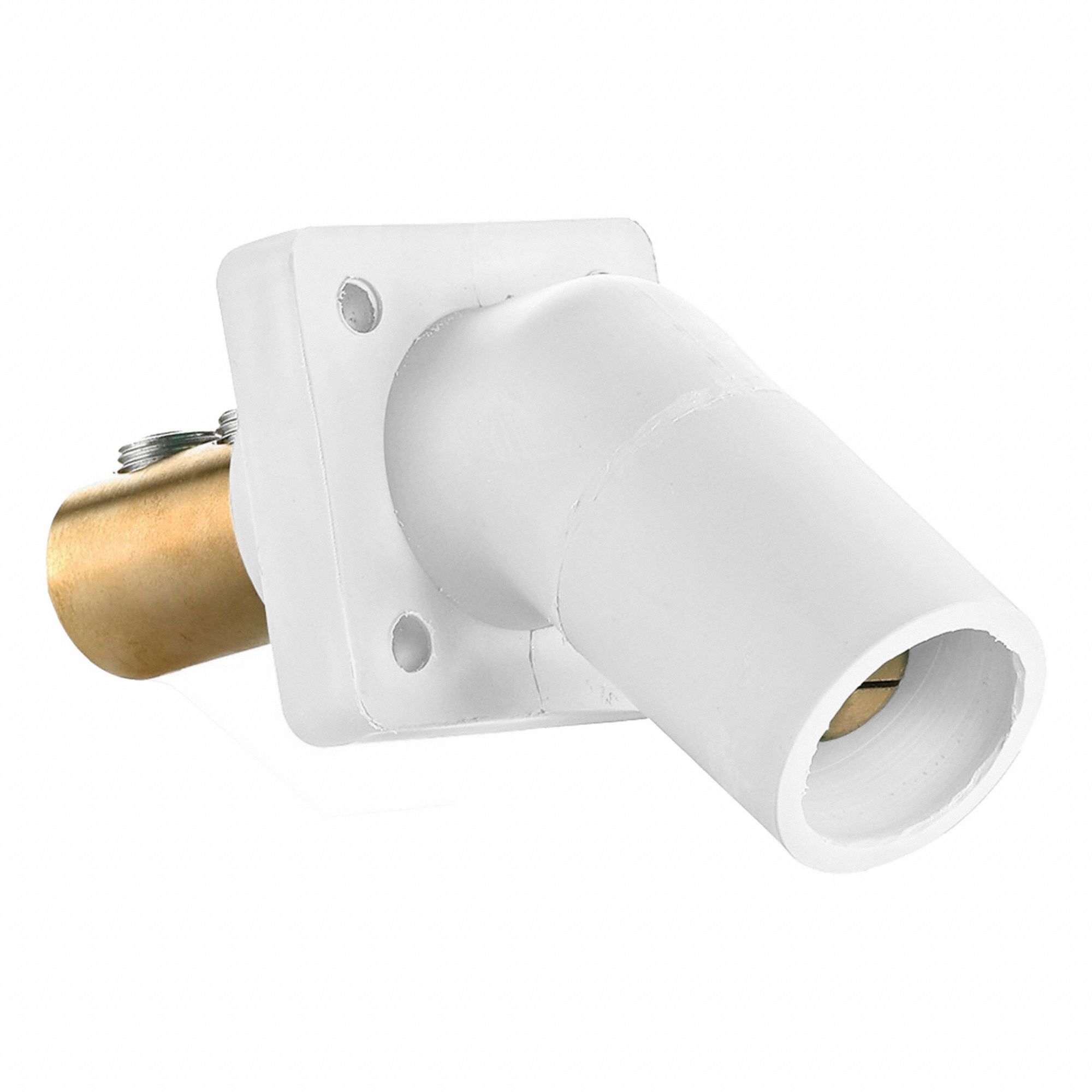 Single Pole Receptacle: For Female Connectors, 400 A, Angled, White, Square, Threaded Mounting