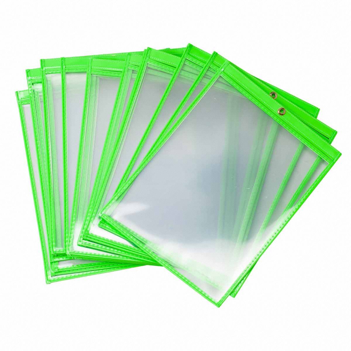 Shop Envelope: Vinyl, Grommet, 12 in Ht, 9 in Wd, Green, 25 PK