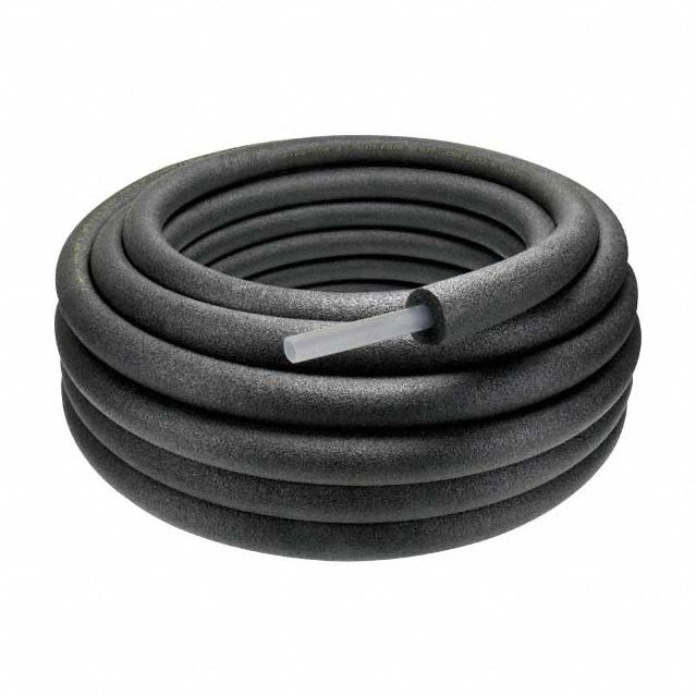 Pre-Insulated AquaPEX Tubing: PEX Type A, 1/2 in, Black, Coil, 100 ft Overall Lg, 3.9 R Value