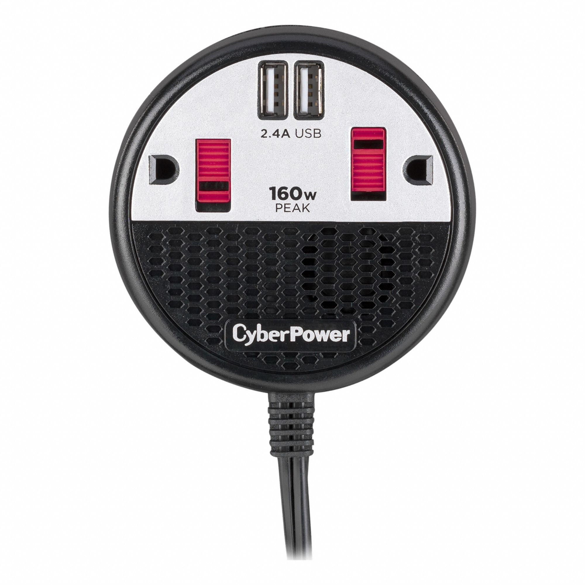 Power Inverter: 12V DC Auto Power Port, 100 W Continuous Output Power, 2 Outlets, 60 Hz