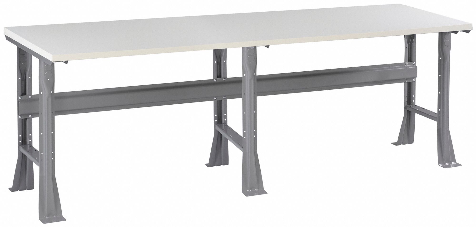 Workbench: Fixed Ht, Laminate, 96 in x 36 in, 2, 400 lb Overall Load Capacity, Gray