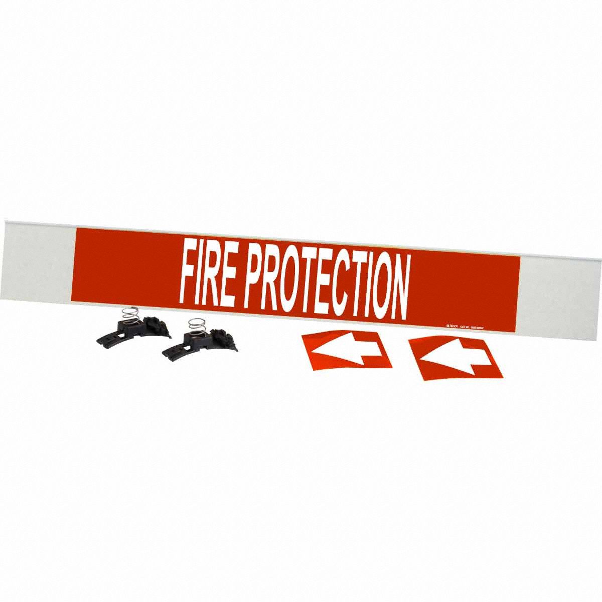 Pipe Marker: Fire Protection, Red, White, Fits 8 in and Larger Pipe O.D., 1 Pipe Markers