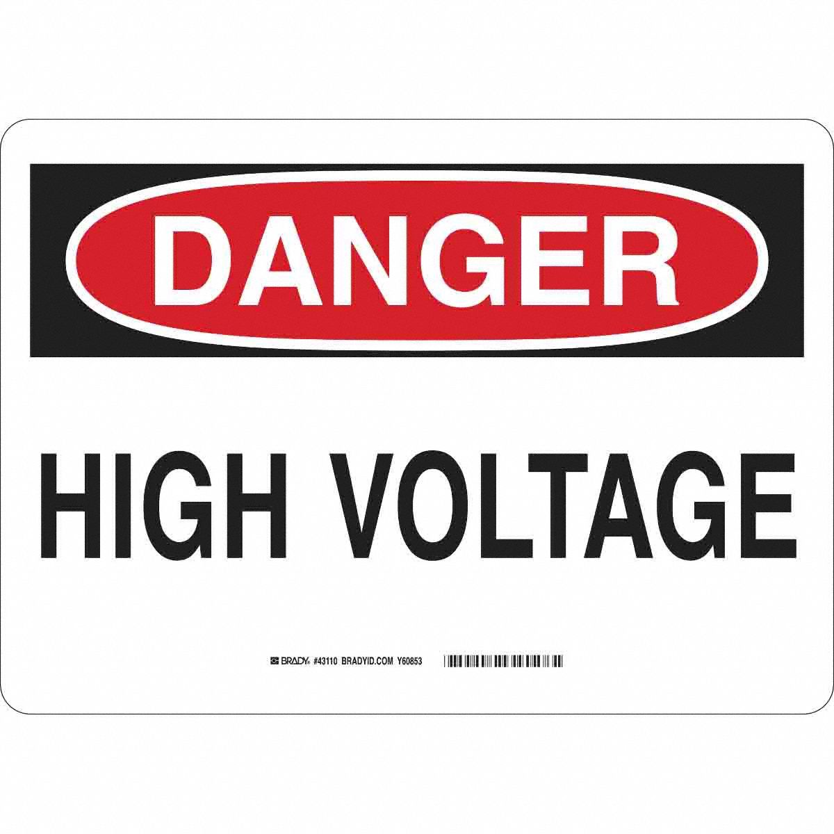 B555 10X14 RED/BLK/WHT DANGER HIGH VOLTA