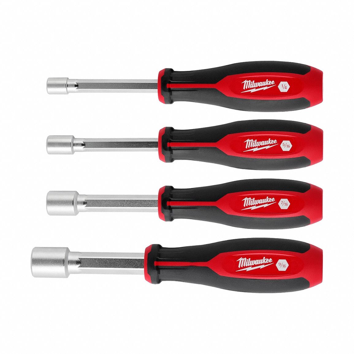 Nut Driver Set: SAE, 1/4 in/5/16 in/7/16 in/9/16 in Tip Size, 7 1/4 in Bolt Clearance