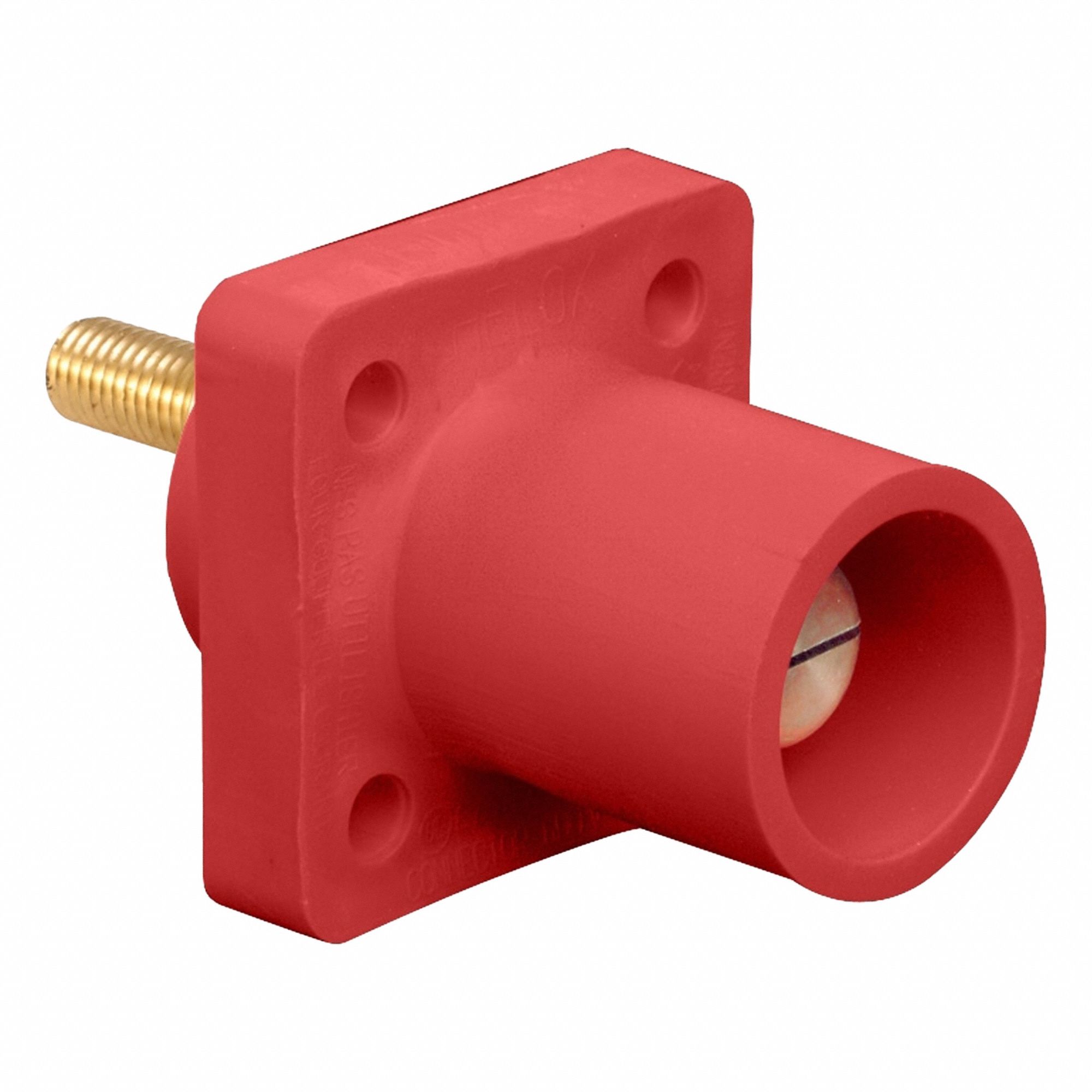 Single Pole Receptacle: For Female Connectors, 400 A, Straight, Red, Square, Threaded Mounting