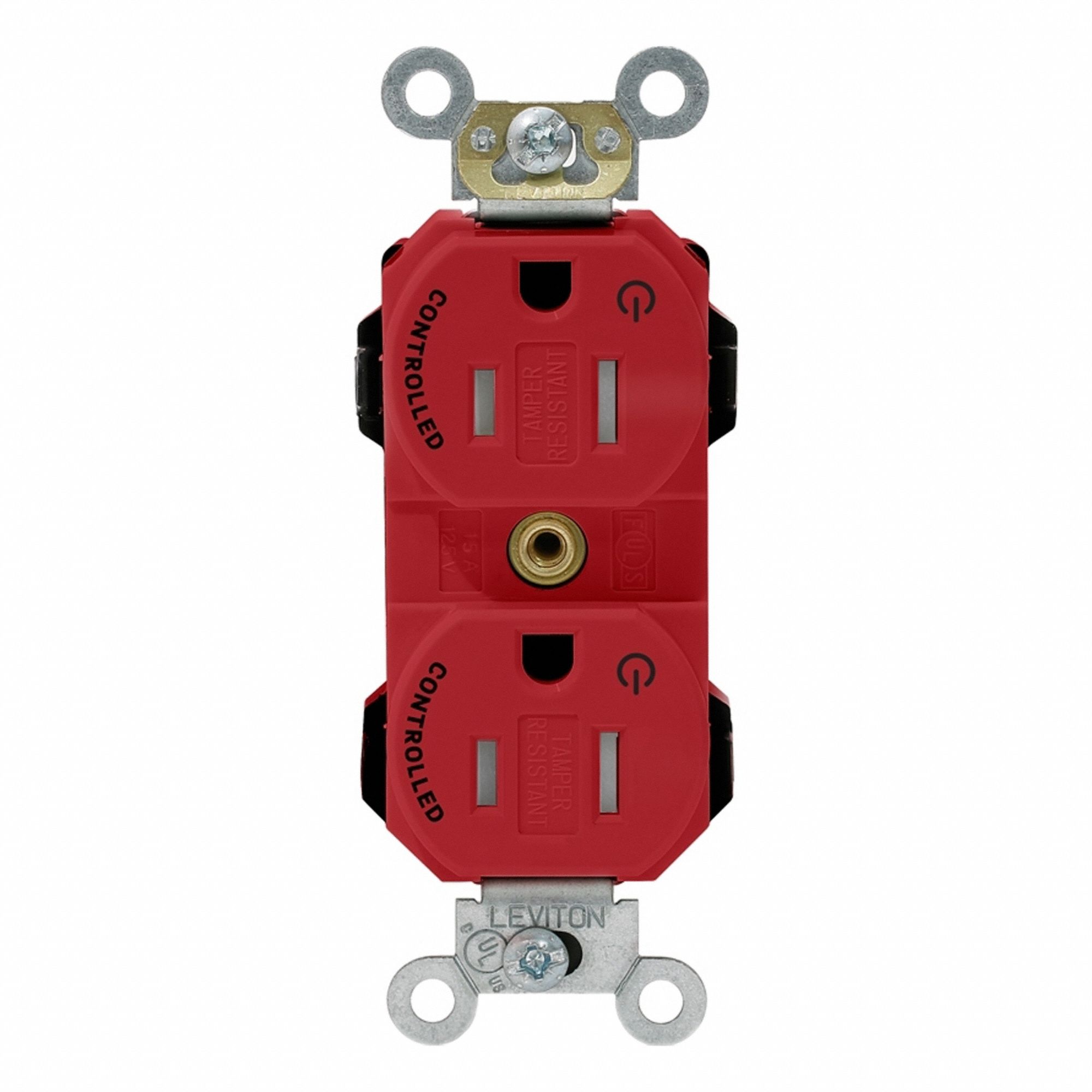 Lev-Lok Rec 15A 125V TR 2Mrk-Ctrl Red