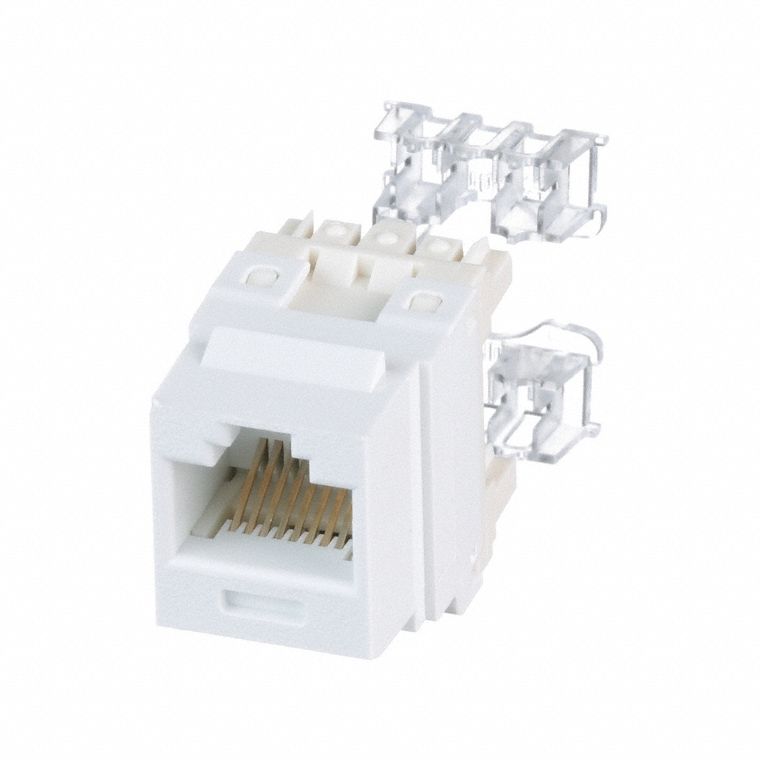 Jack Module: Punch-Down, 1 Ports, White, 6, RJ45, Copper, NK688MWH