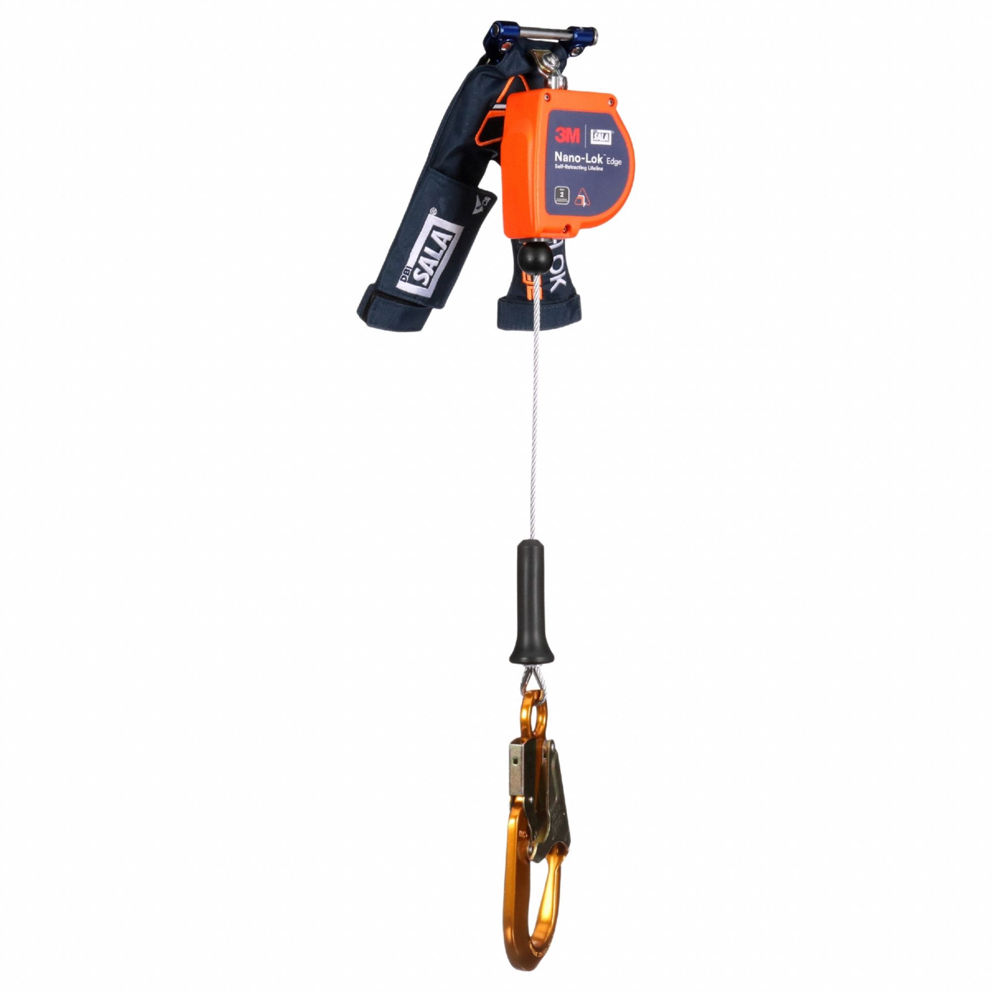 Self-Retracting Lifeline: Rebar Hook Anchor, Harness Steel Quick-Connect, 8 ft Line
