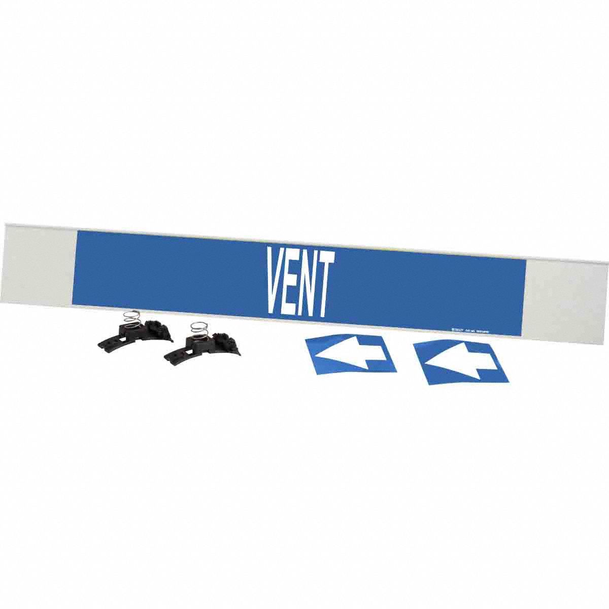 Pipe Marker: Vent, Blue, White, Fits 8 in and Larger Pipe O.D., 1 Pipe Markers, With Arrows