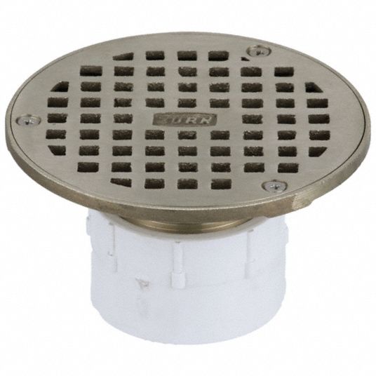 ZURN, 5 1/4 in Overall Dia, 5 1/4 in Body Dia, Floor Drain - 306W75 ...