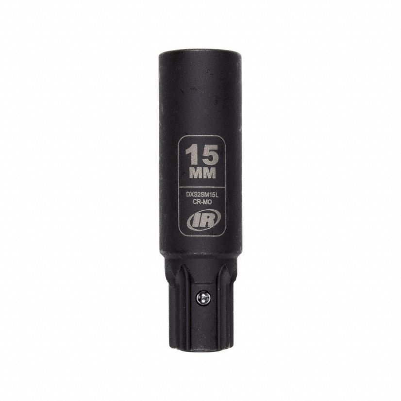 Impact Socket: Metric, 15 mm Socket Size, 6-Point, Deep, 2 61/64 in Overall Lg