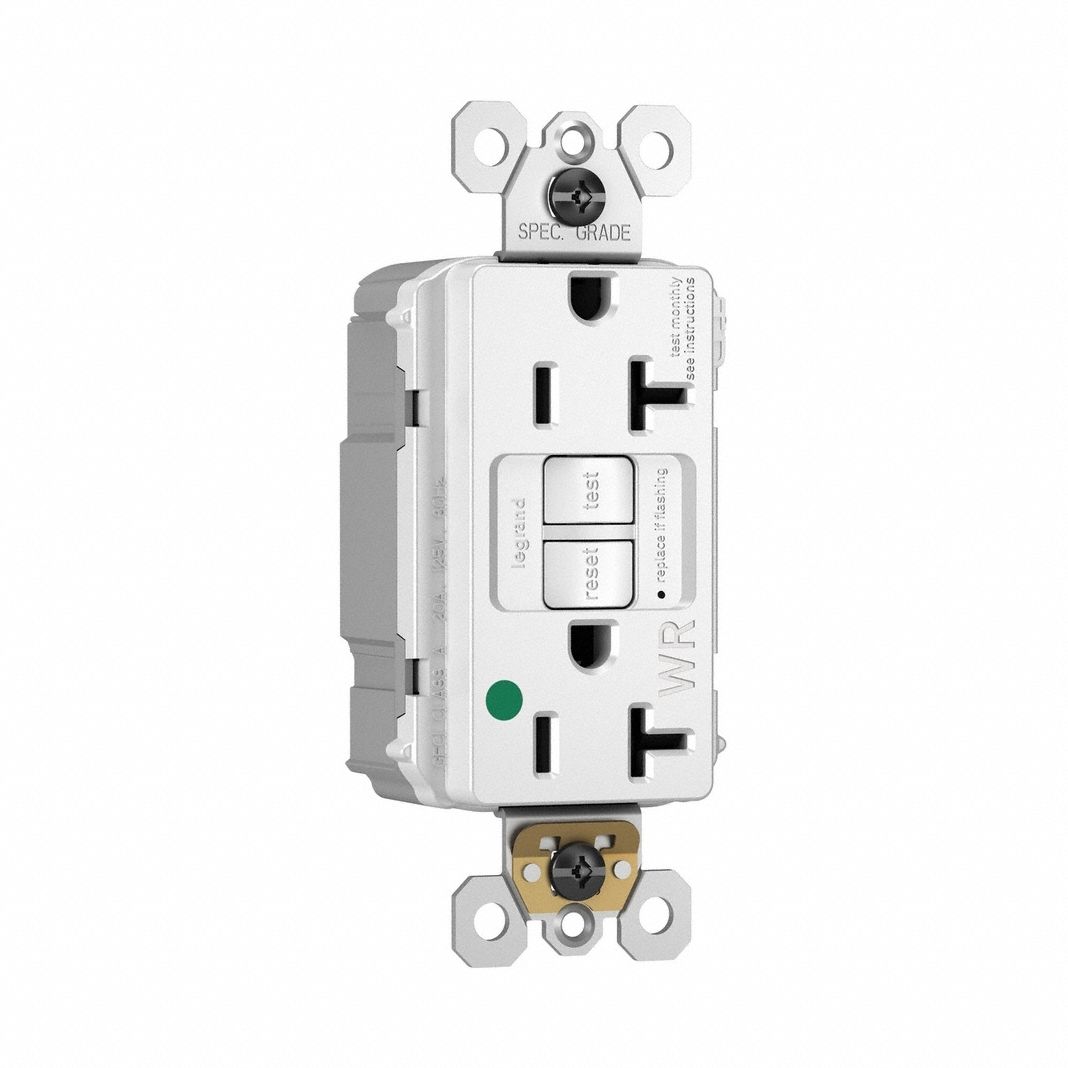 Plugtail Duplex Receptacle: Duplex, 5-20R, 20 A, 125V AC, White, Push In, Gen Purpose