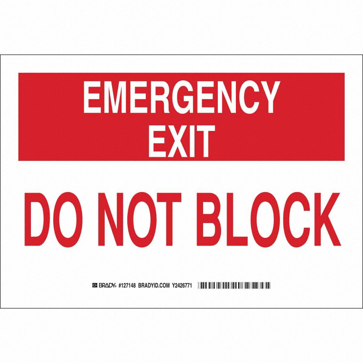 B401 7X10 RED/WHT EMERGENCY EXIT DO NOT
