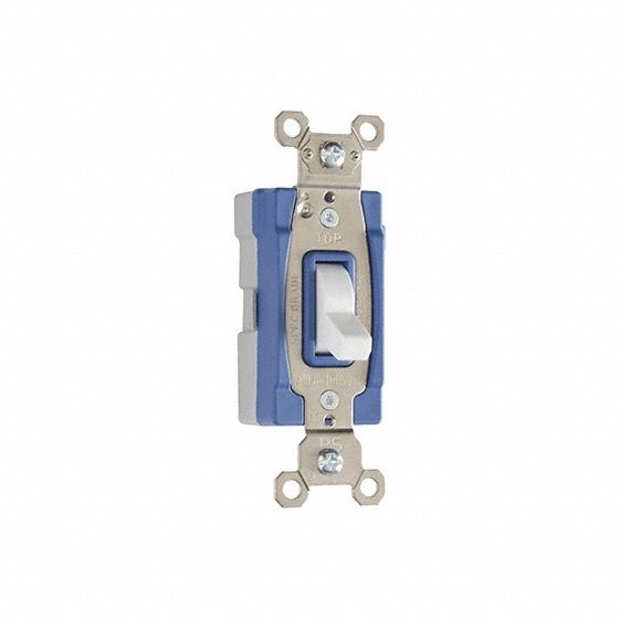 Wall Switch: Toggle Switch, 3-Way, White, 15 A, 120/277V AC, Snap-In Module
