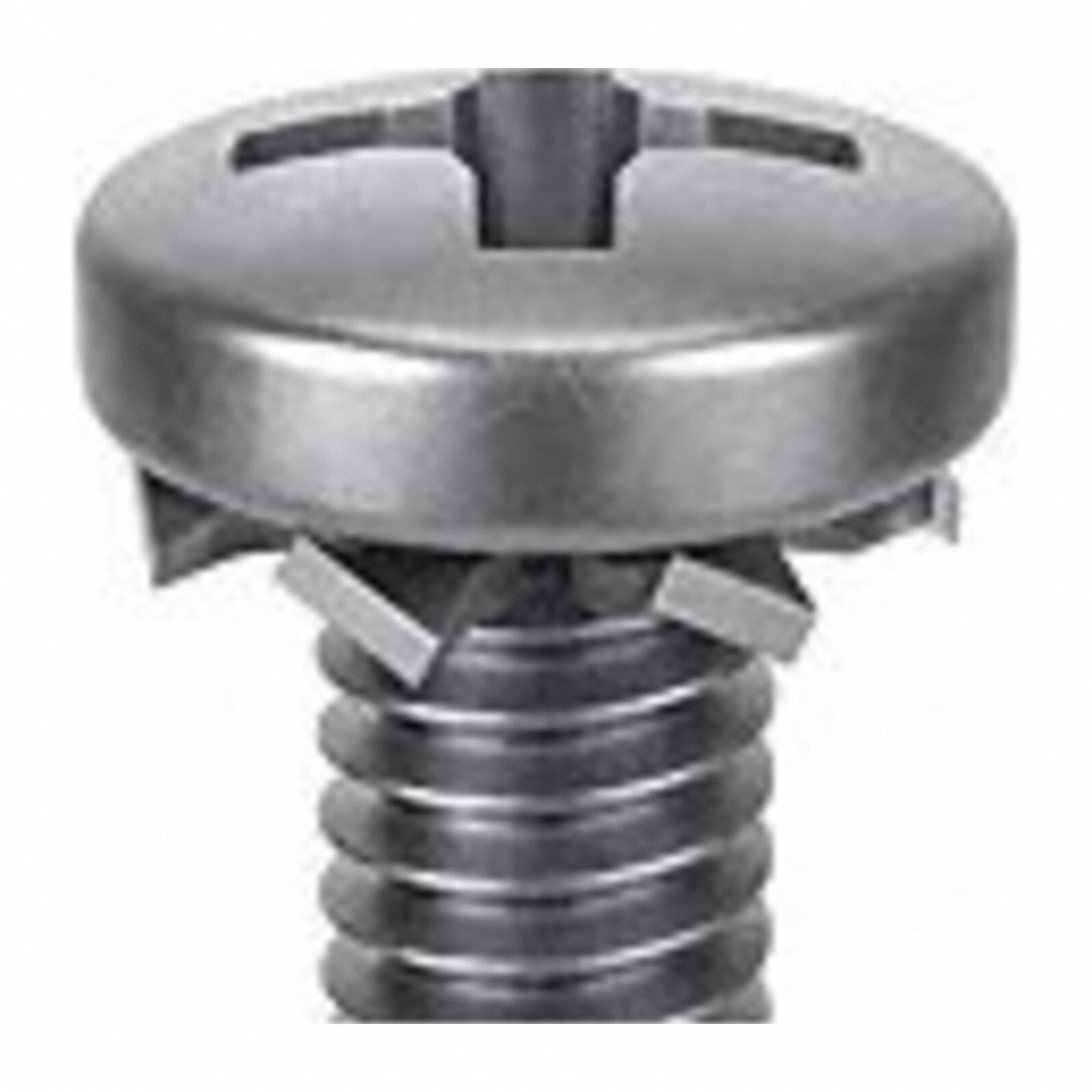 SEMS Screw: External Tooth, #12-24 Thread Size, 1/2 in Lg, Stainless Steel, Passivated, Pan, 10 PK