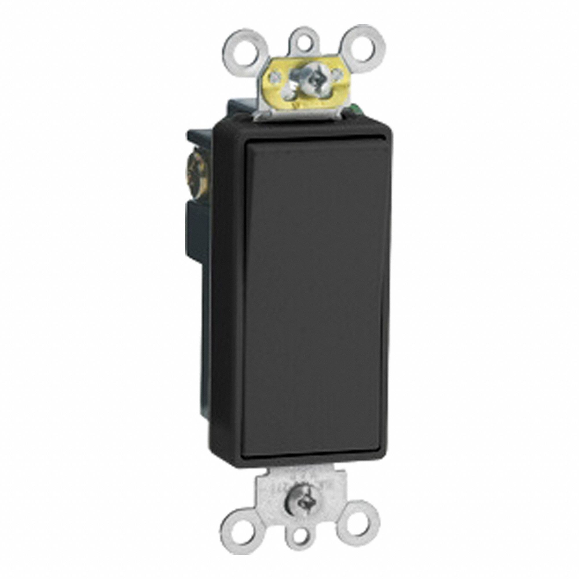 LEVITON Wall Switch: Rocker Switch, Single Pole, Maintained, Ebony, 120/277V AC, 15 A (MPN 5691-2E). Key specifications — Color: Ebony; Illuminated: Yes; Voltage Rating: 120/277V AC.