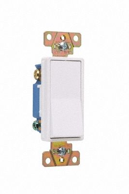 Wall Switch: Rocker Switch, 3-Way, White, 15 A, 120/277V AC, Screw Terminals