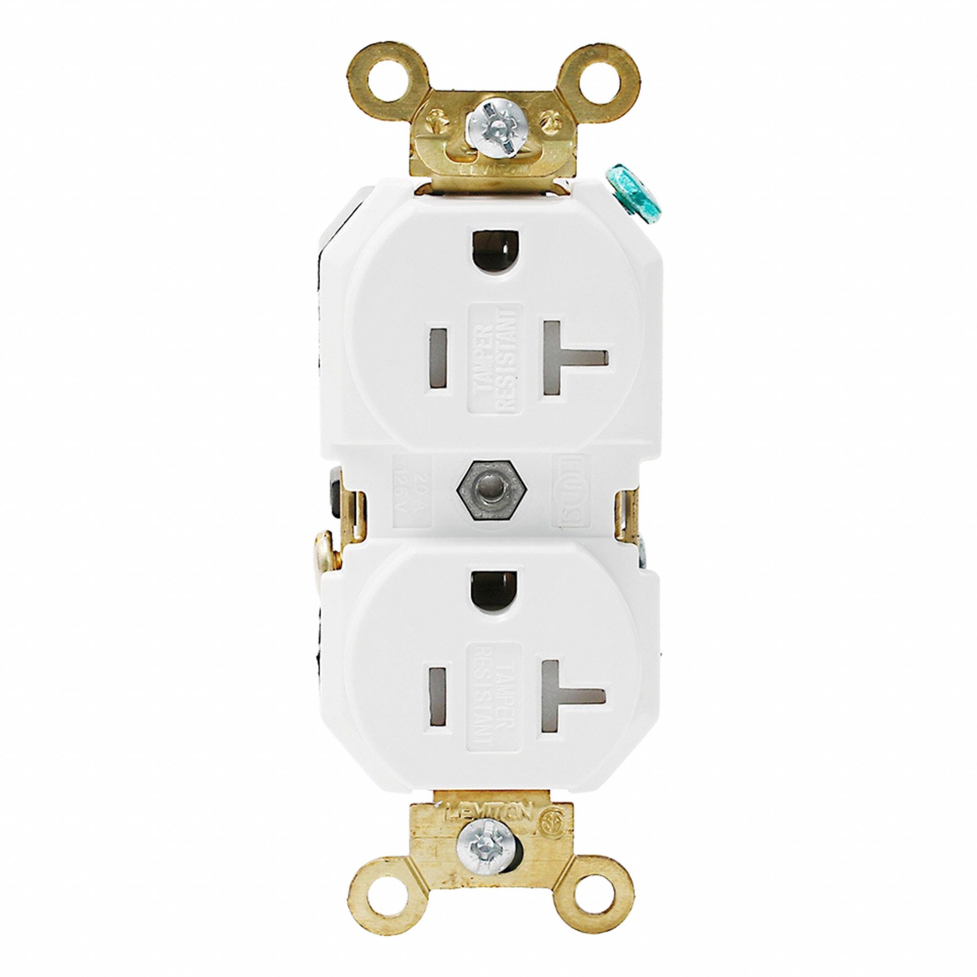 LEVITON Plugs and Receptacles: Duplex, 5-20, White, 125V AC, 20 A, 2 Pole / 3 Wire (MPN 5362-SGW)