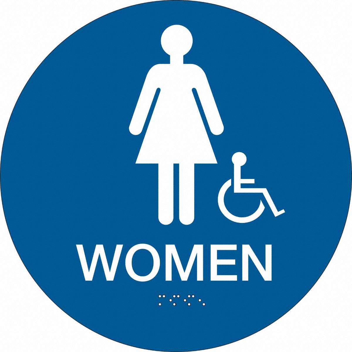 SIGN CA RESTRM WOMEN/GRP 12 DIAM BLU/WHT