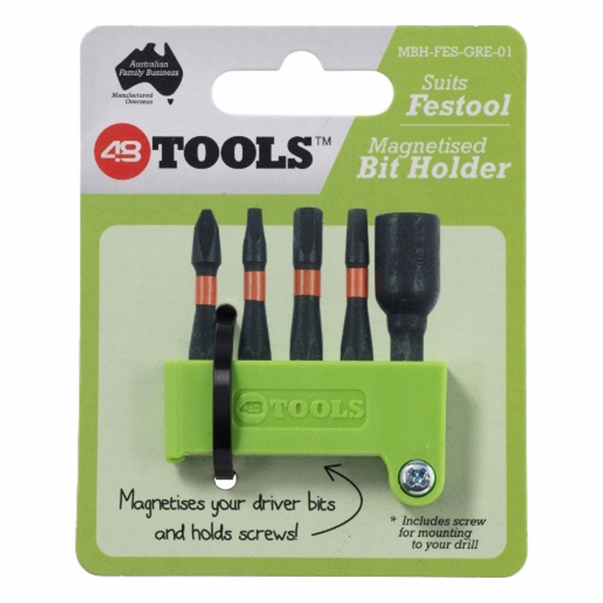 Bit Holder: Bit Holder, Festool Power Tools, Festool, 3/8 in Overall Ht, 2 in Overall Lg