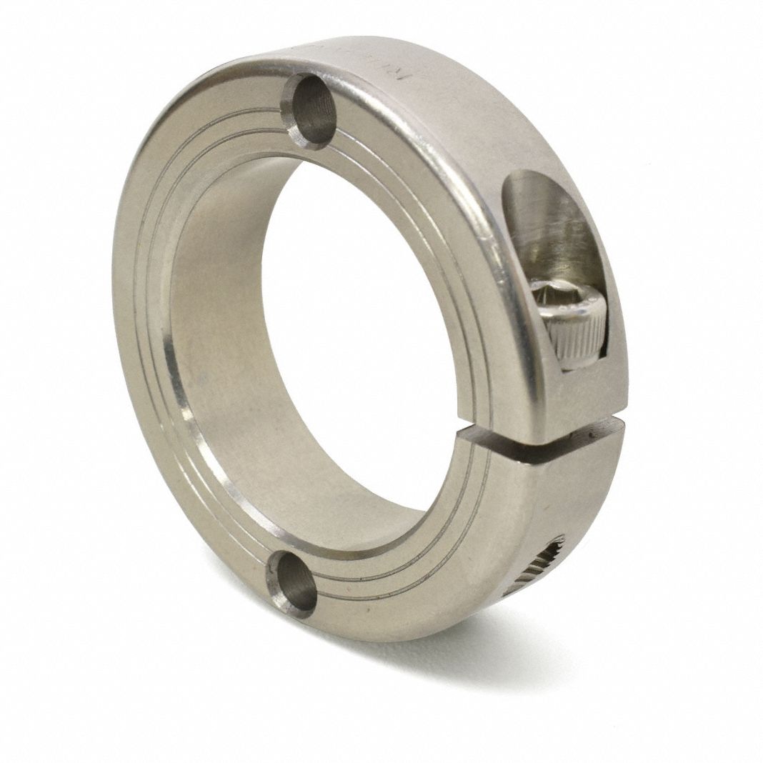 Mountable Shaft Collar: 1 15/16 in Bore Dia, Round, Stainless Steel, 303