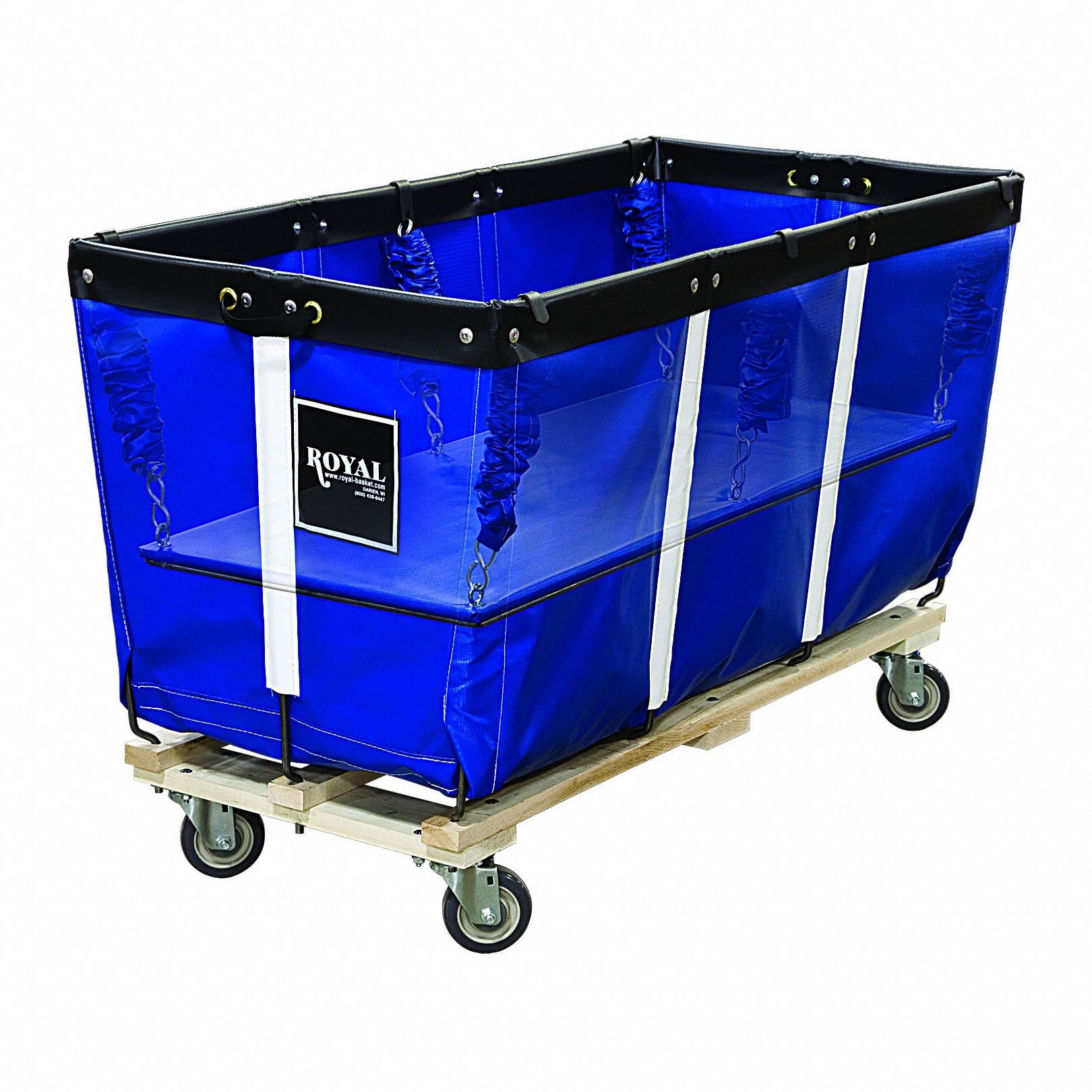 Flatwork Ironer Truck: Vinyl Liner, Blue, (4) Swivel, Corner, 44 in Overall Lg