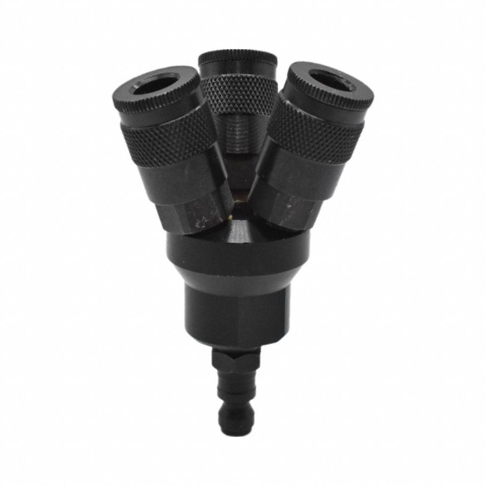 Pipe Manifold Fitting: Inline, Round, Aluminum, 1/4 in Quick-Disconnect Insert