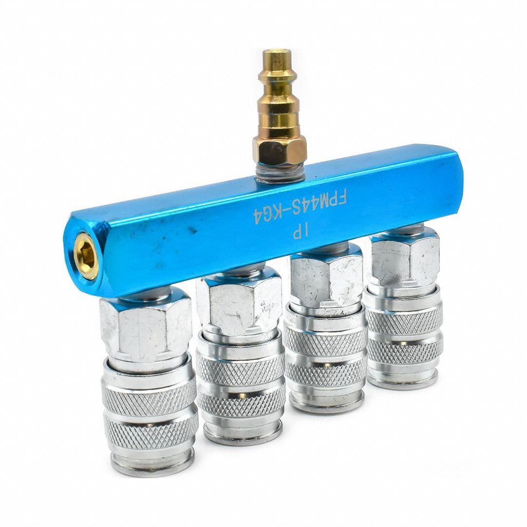 Pipe Manifold Fitting: Inline, Rectangle, Aluminum, 1 Inlets, 4 Outlets