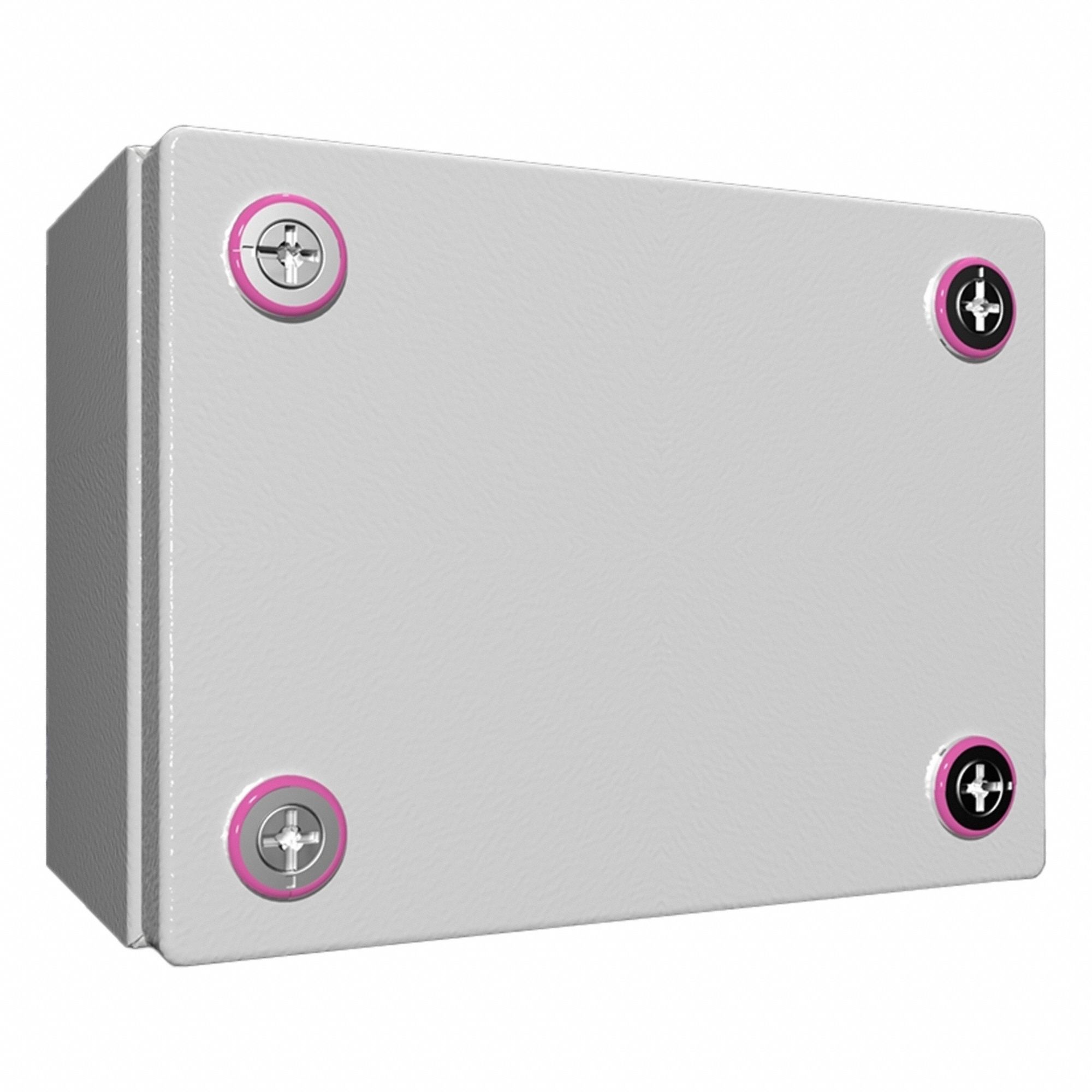 Enclosure: Light Gray, Steel, 5 in x 7 in x 5 in, NEMA 1/12/3R/4, Solid Cover