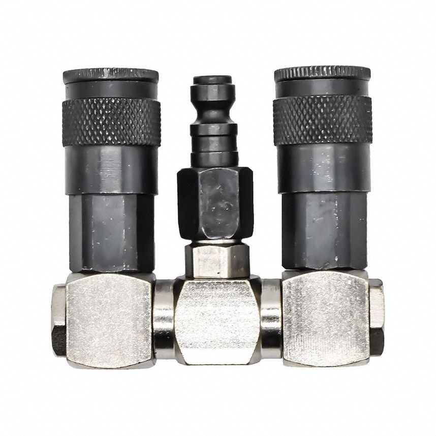 Pipe Manifold Fitting: Inline, Rectangle, Aluminum, 1 Inlets, 2 Outlets