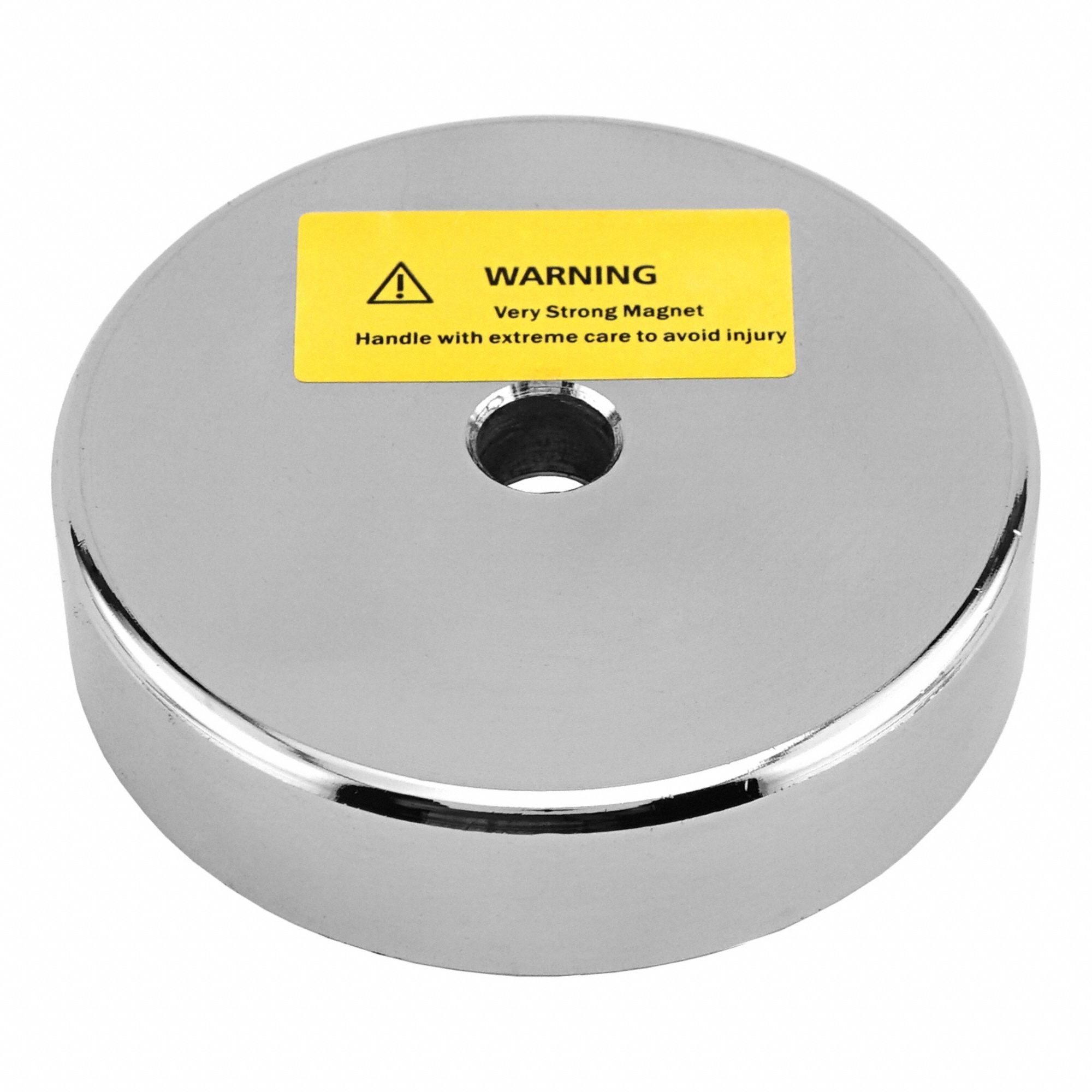 Rare Earth Magnet: Neodymium, 3 in Outside Dia, 0.406" Tap Size, 0.75 in Thick, 42