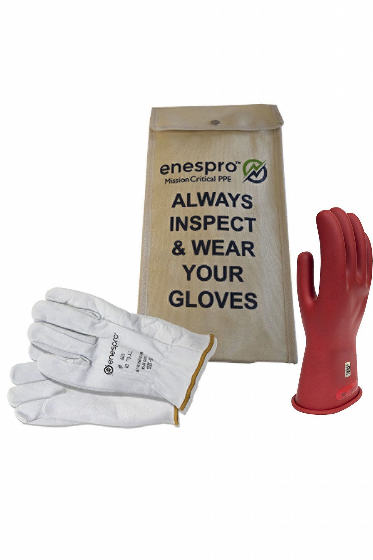 Electrical-Insulating Glove Kit: 1, 000V AC, 1, 500V DC, Class 0, Red, Type I