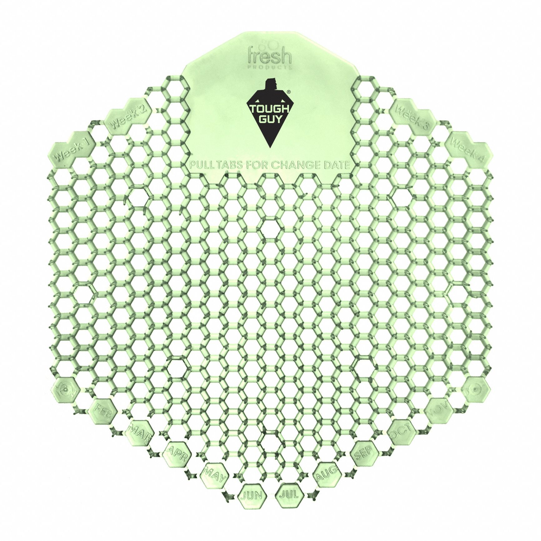 Urinal Screen: Non-Para, Hexagon, 58 g Container Size, Green, Cucumber Melon, 10 PK